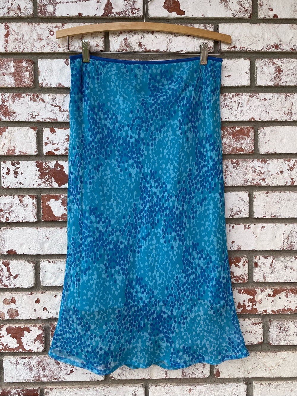 B.I.Y.A.Y.C.D.A. | Vintage 90s Y2k Aqua Blue Polka Dot Spotted Midi Maxi Skirt